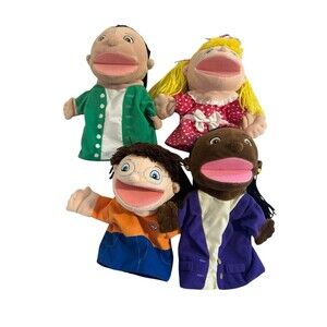 Lakeshore Puppets Lot of 4 Let's Talk Multicultural Kids Classroom Learning